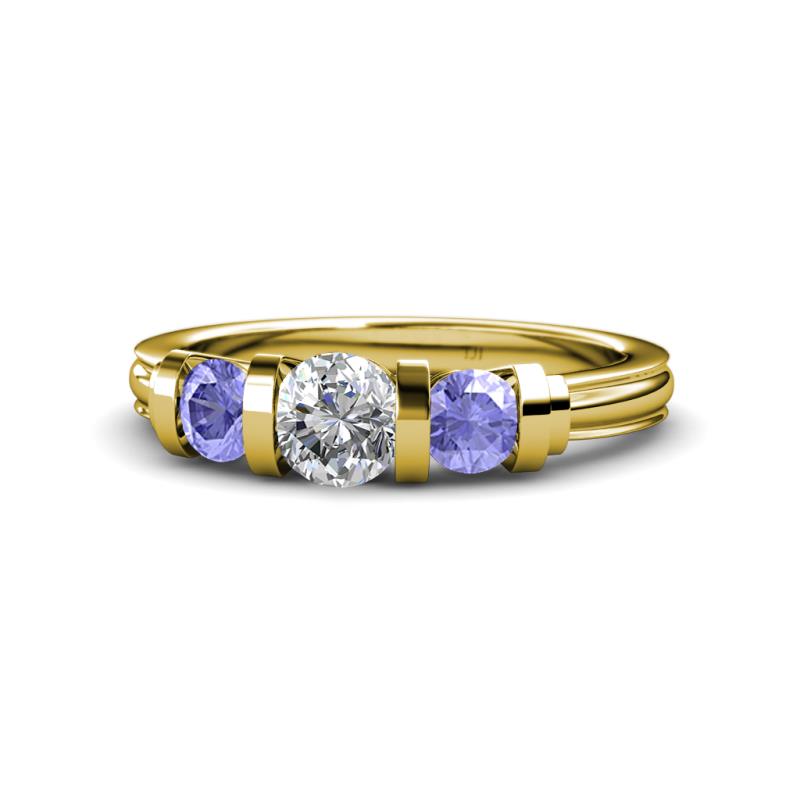 Raea Diamond and Tanzanite Three Stone Engagement Ring 