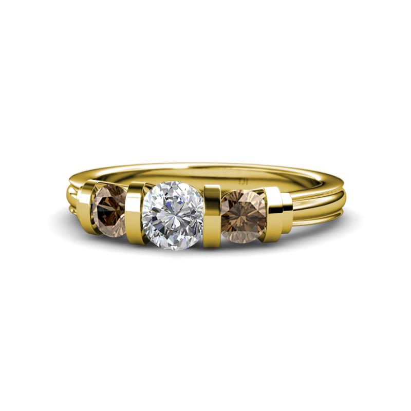 Raea Diamond and Smoky Quartz Three Stone Engagement Ring 