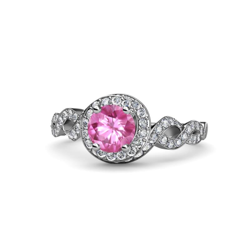 Hana Signature Pink Sapphire and Diamond Halo Engagement Ring 