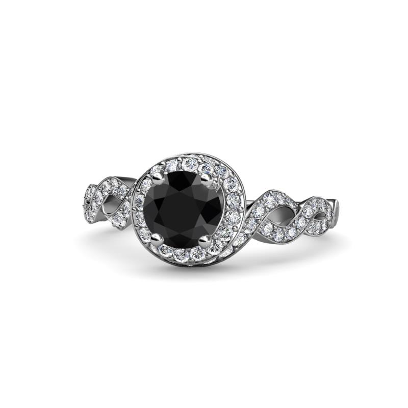 Hana Signature Black and White Diamond Halo Engagement Ring 