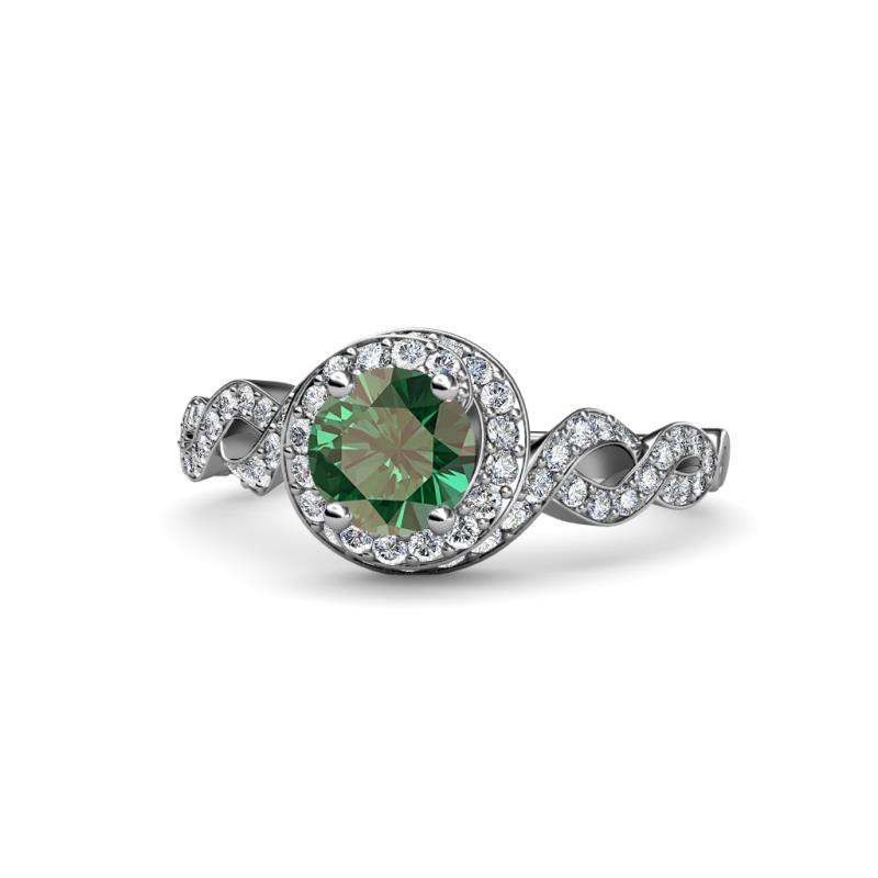 Hana Signature Diamond and Lab Created Alexandrite Halo Engagement Ring 
