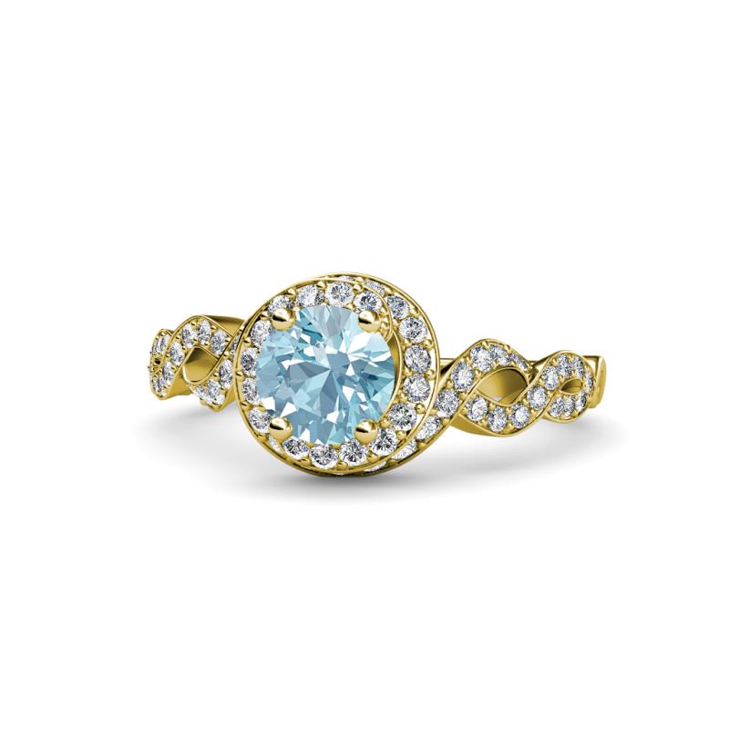 Hana Signature Aquamarine and Diamond Halo Engagement Ring 