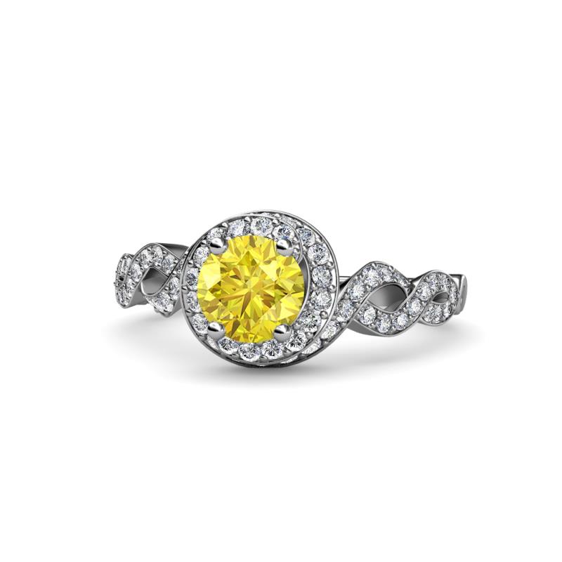 Hana Signature Yellow Sapphire and Diamond Halo Engagement Ring 