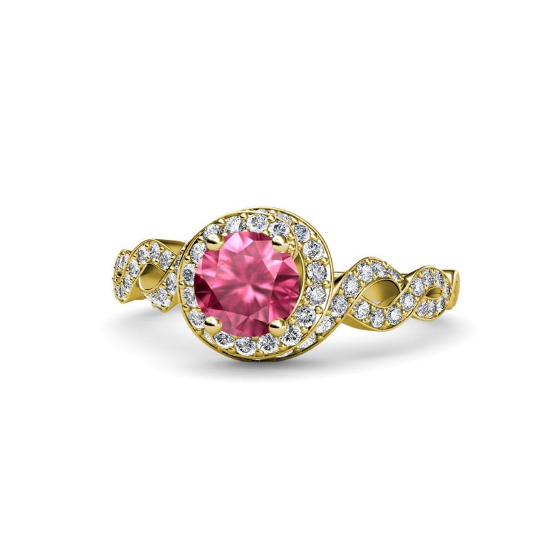 Hana Signature Pink Tourmaline and Diamond Halo Engagement Ring 