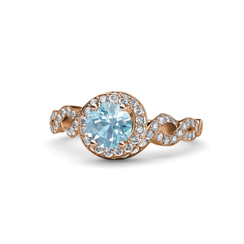 Hana Signature Aquamarine and Diamond Halo Engagement Ring 