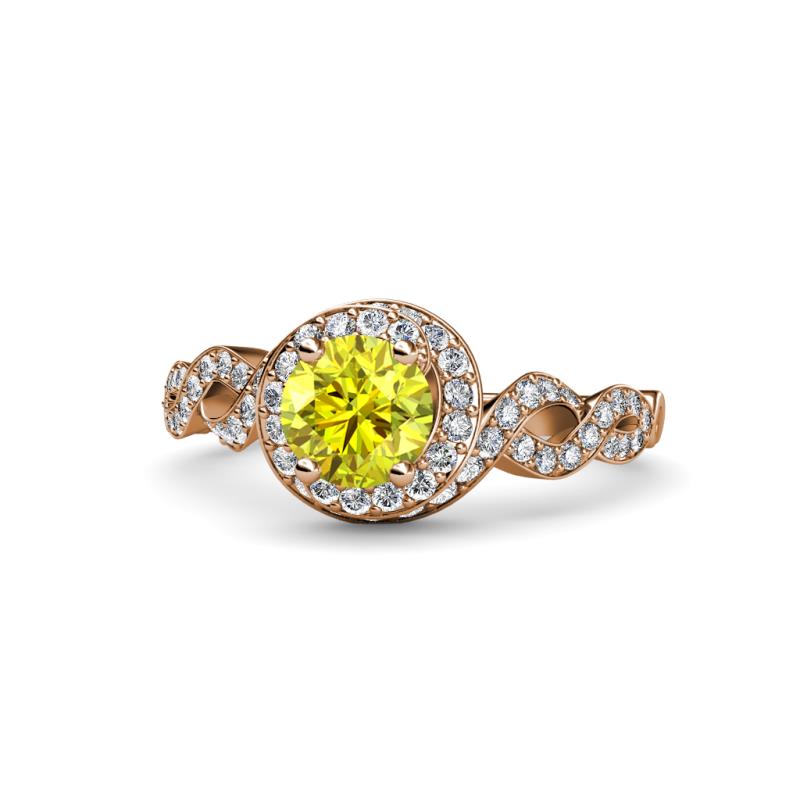 Hana Signature Yellow and White Diamond Halo Engagement Ring 