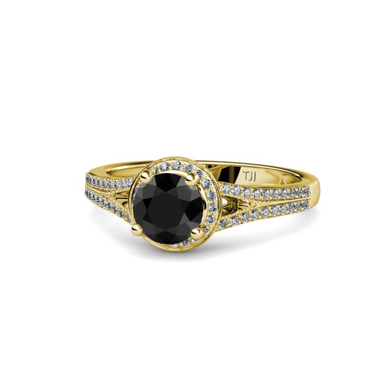 Levana Signature Black and White Diamond Halo Engagement Ring 