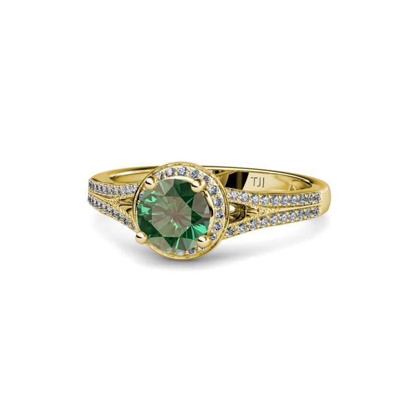 Levana Signature Diamond and Lab Created Alexandrite Halo Engagement Ring 
