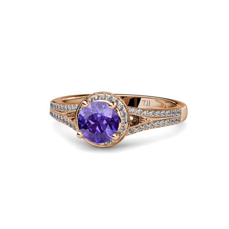 Levana Signature Iolite and Diamond Halo Engagement Ring 
