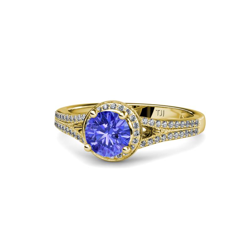 Levana Signature Tanzanite and Diamond Halo Engagement Ring 
