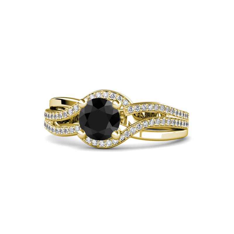 Aimee Signature Black and White Diamond Bypass Halo Engagement Ring 