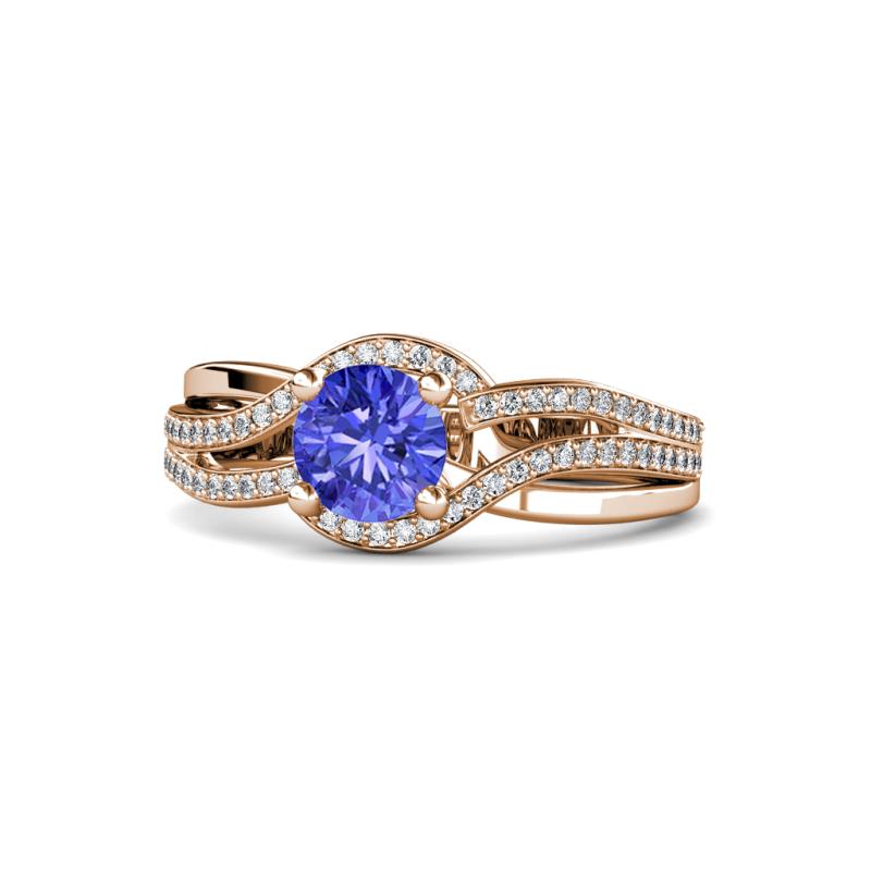 Aimee Signature Tanzanite and Diamond Bypass Halo Engagement Ring 