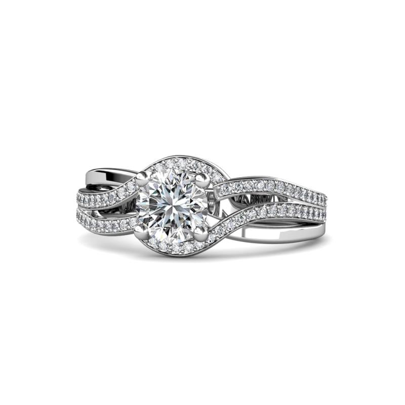 Aimee Signature Diamond Bypass Halo Engagement Ring 