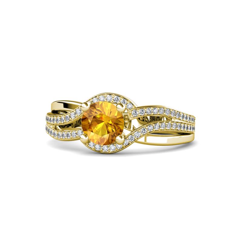Aimee Signature Citrine and Diamond Bypass Halo Engagement Ring 