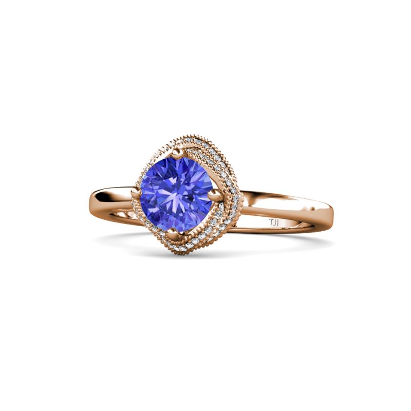 Anneka Signature Tanzanite and Diamond Halo Engagement Ring 