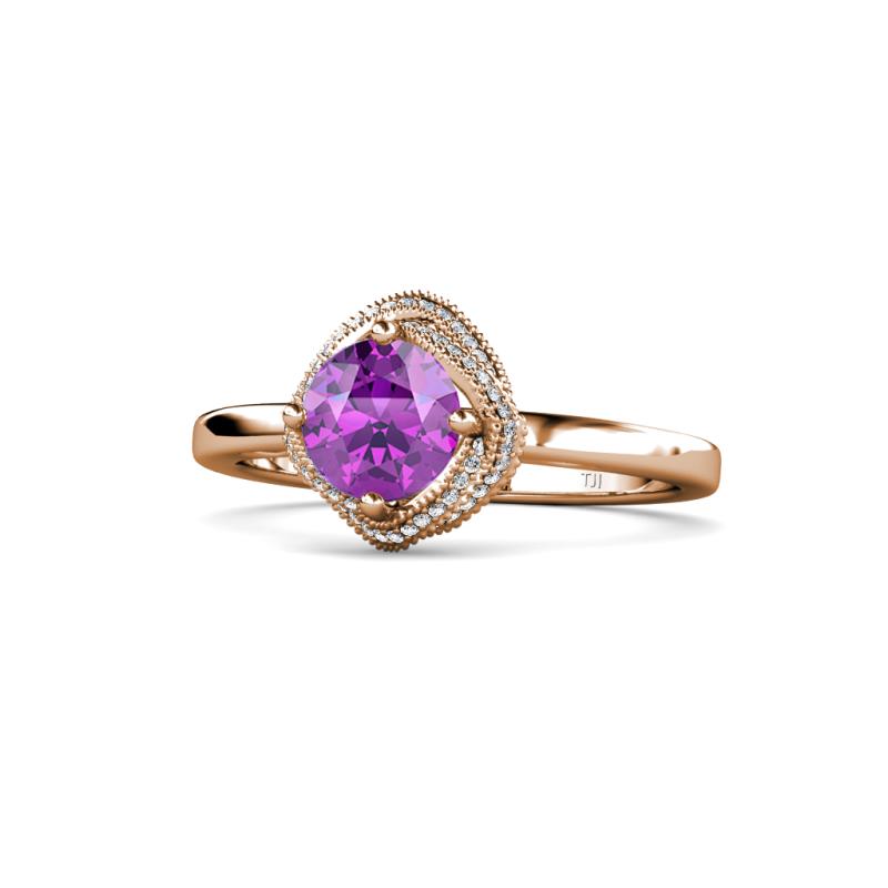Anneka Signature Amethyst and Diamond Halo Engagement Ring 