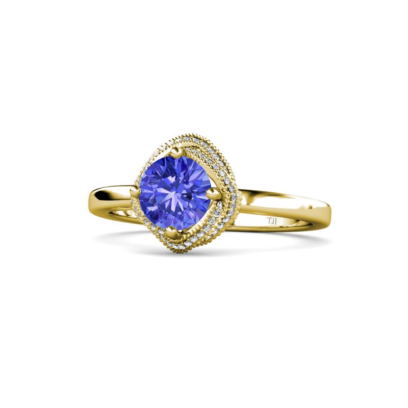 Anneka Signature Tanzanite and Diamond Halo Engagement Ring 