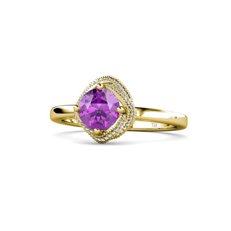 Anneka Signature Amethyst and Diamond Halo Engagement Ring 