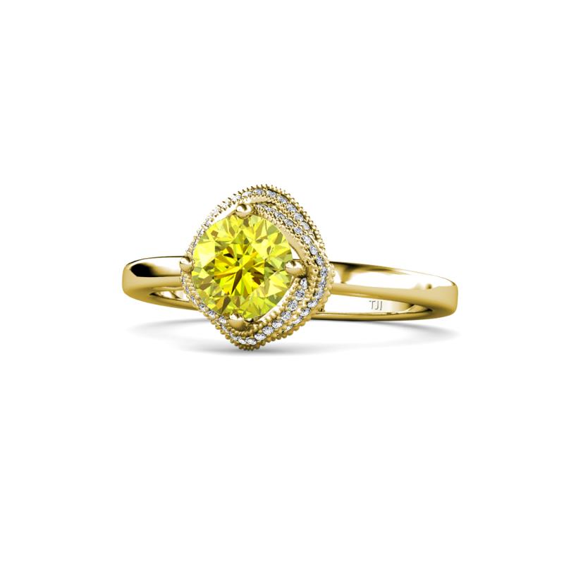 Anneka Signature Yellow and White Diamond Halo Engagement Ring 