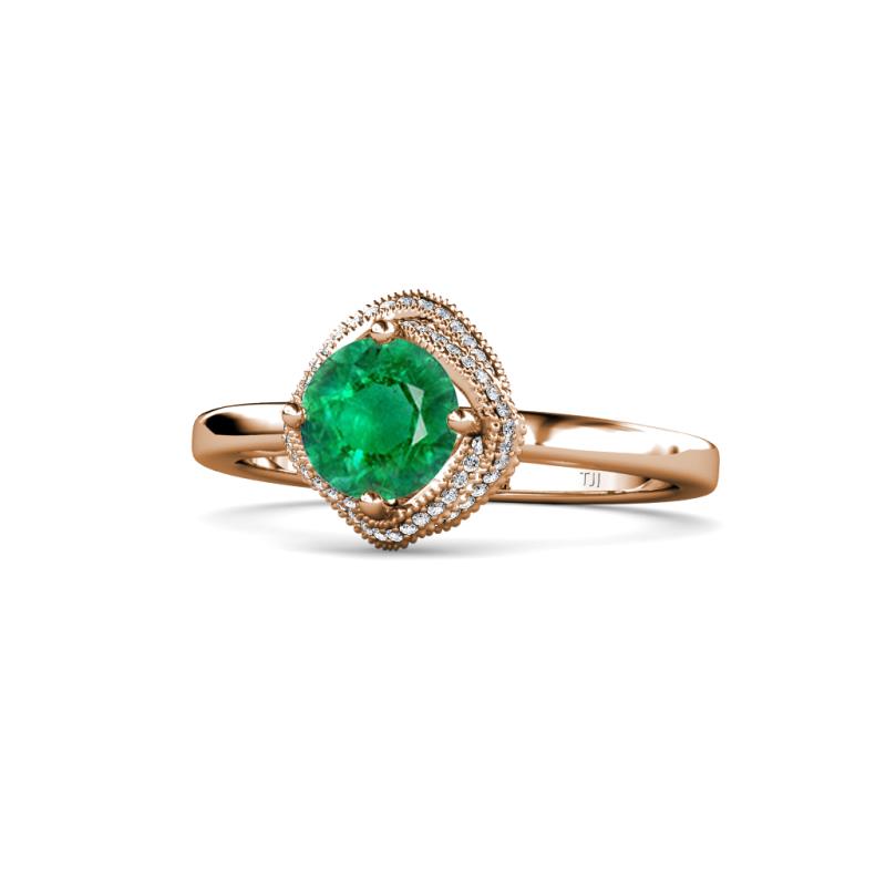 Anneka Signature Emerald and Diamond Halo Engagement Ring 