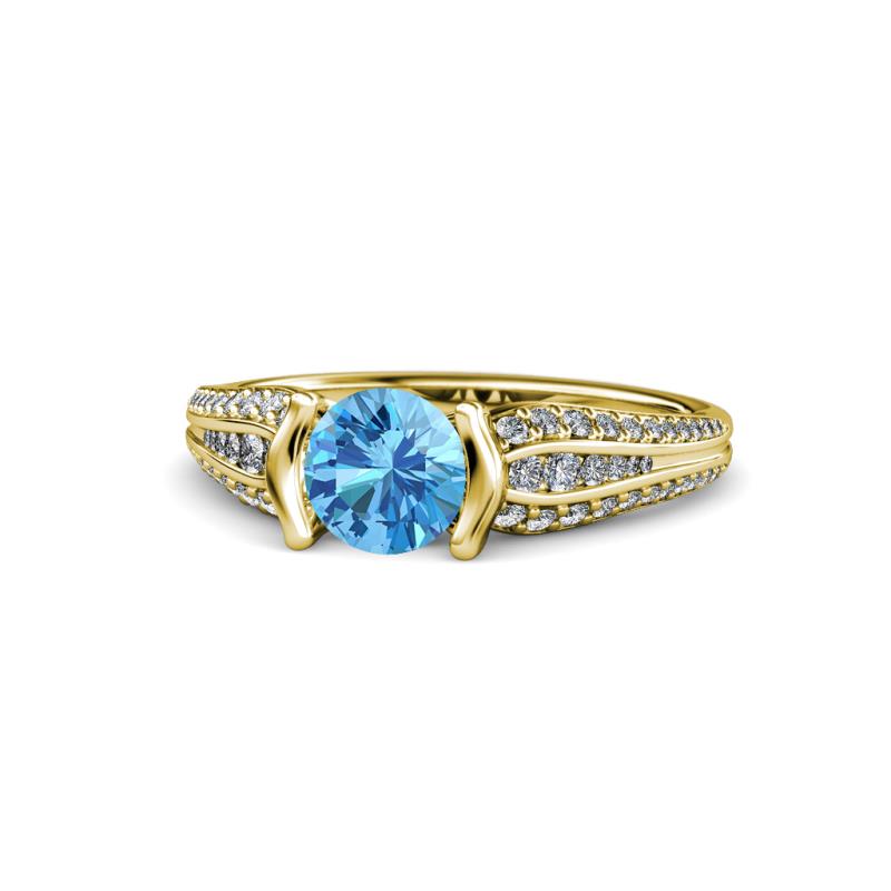 Alair Signature Blue Topaz and Diamond Engagement Ring 