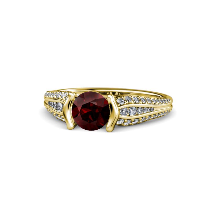 Alair Signature Red Garnet and Diamond Engagement Ring 
