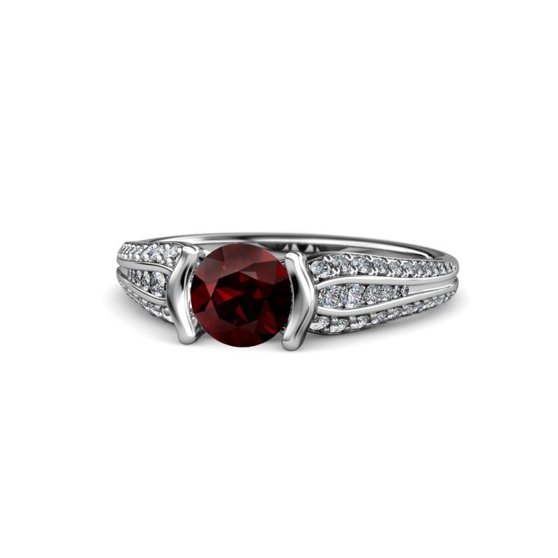 Alair Signature Red Garnet and Diamond Engagement Ring 