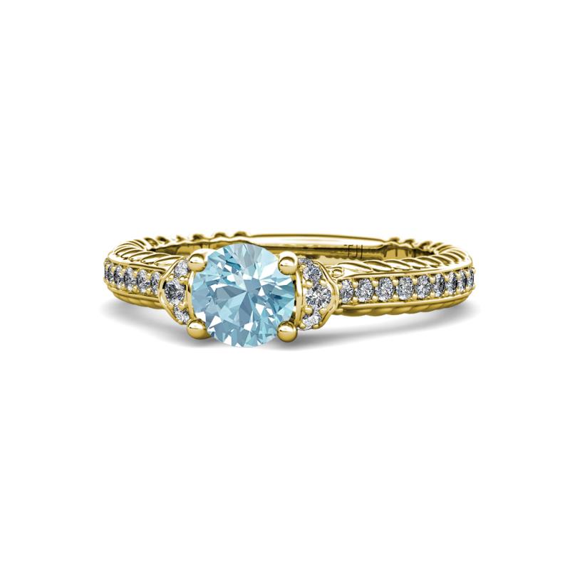 Anora Signature Aquamarine and Diamond Engagement Ring 