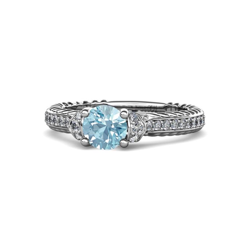 Anora Signature Aquamarine and Diamond Engagement Ring 
