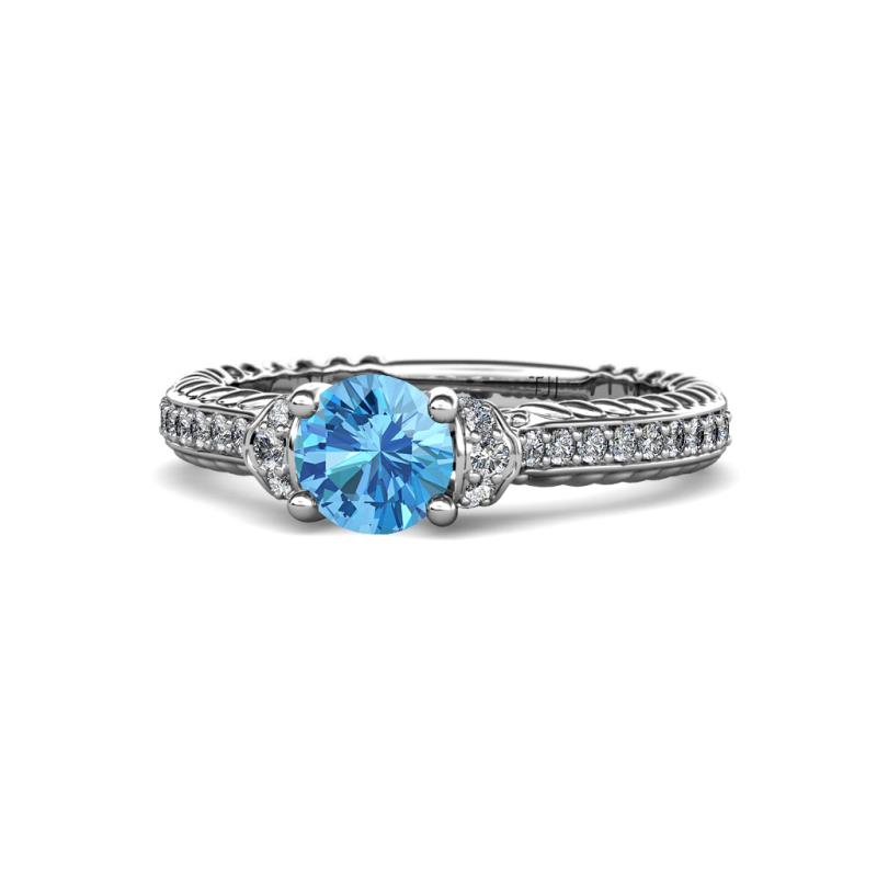 Anora Signature Blue Topaz and Diamond Engagement Ring 