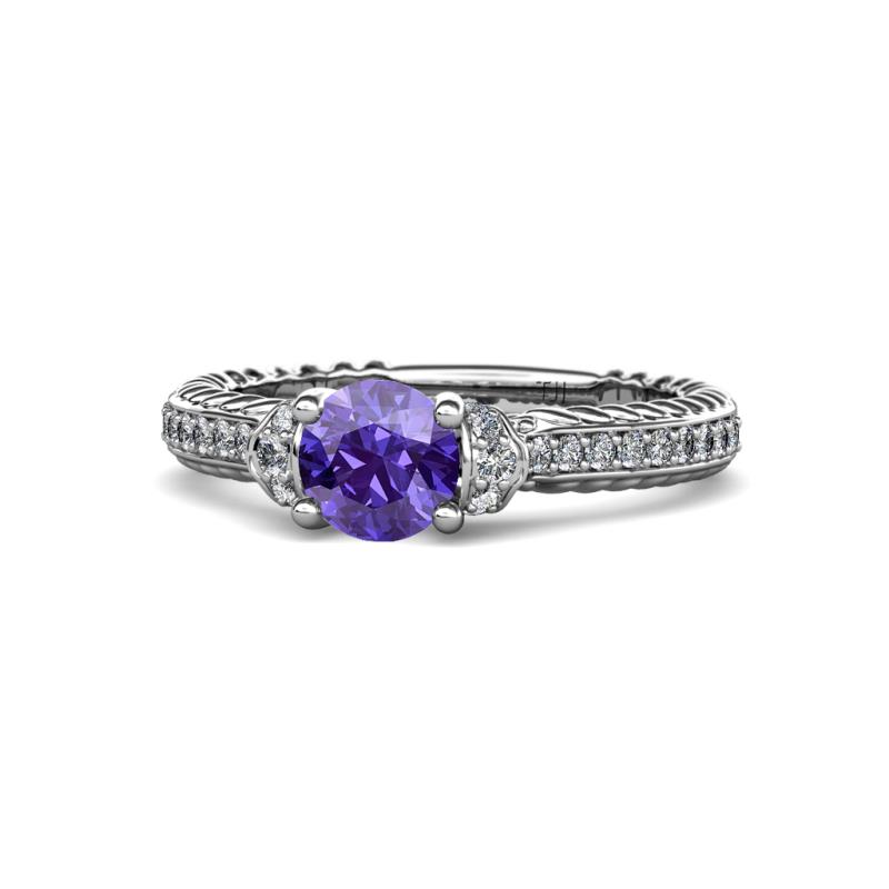 Anora Signature Iolite and Diamond Engagement Ring 