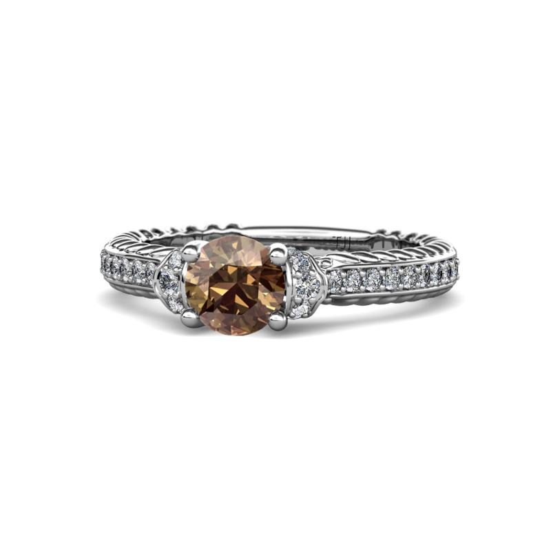 Anora Signature Smoky Quartz and Diamond Engagement Ring 