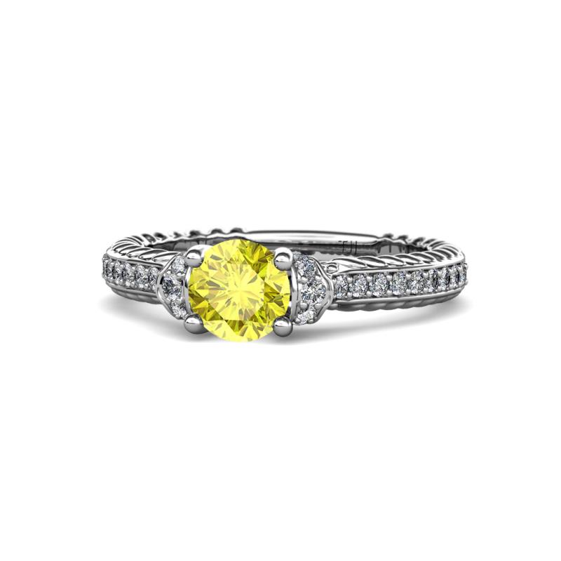 Anora Signature Yellow and White Diamond Engagement Ring 