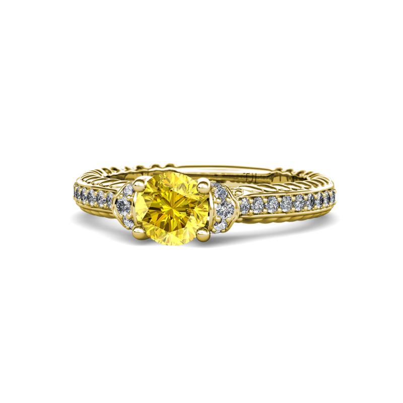Anora Signature Yellow Sapphire and Diamond Engagement Ring 