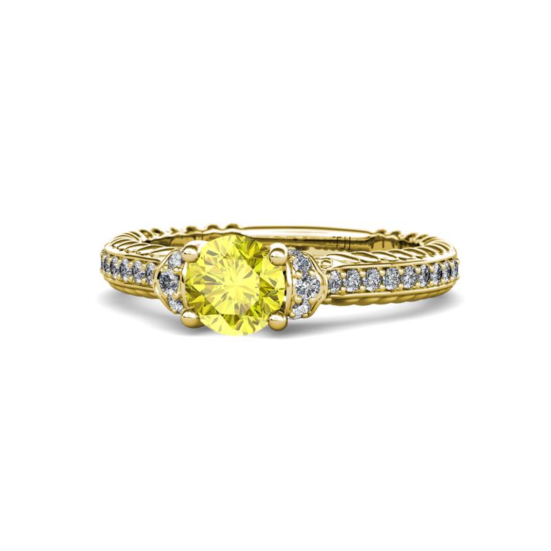 Anora Signature Yellow and White Diamond Engagement Ring 