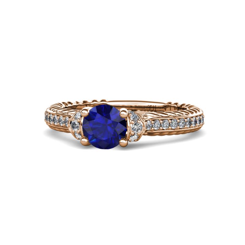 Anora Signature Blue Sapphire and Diamond Engagement Ring 