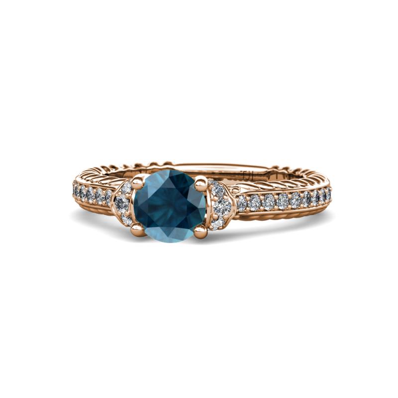 Anora Signature London Blue Topaz and Diamond Engagement Ring 