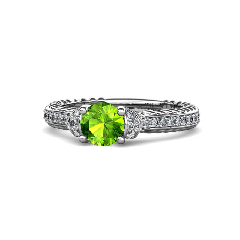 Anora Signature Peridot and Diamond Engagement Ring 