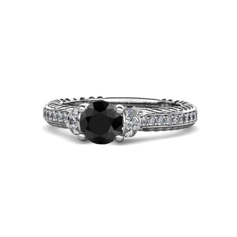 Anora Signature Black and White Diamond Engagement Ring 