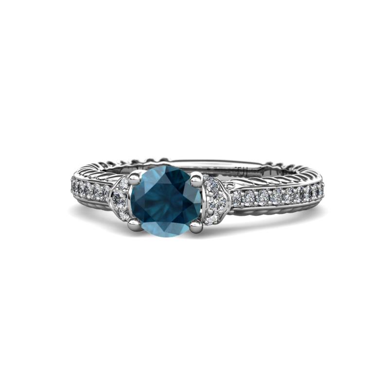 Anora Signature London Blue Topaz and Diamond Engagement Ring 