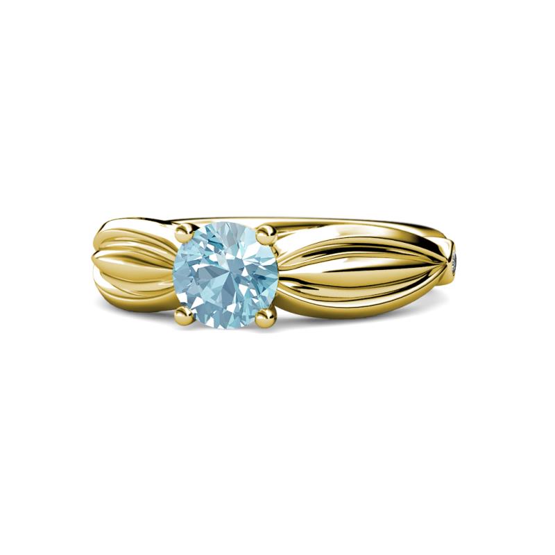 Kayla Signature Aquamarine and Diamond Solitaire Plus Engagement Ring 