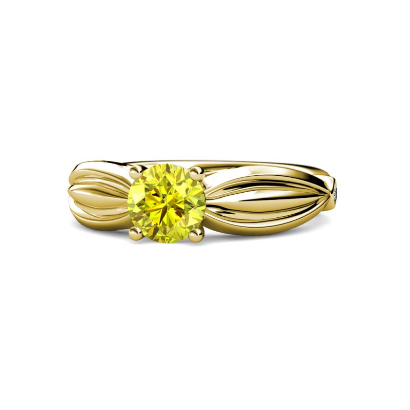 Kayla Signature Yellow and White Diamond Solitaire Plus Engagement Ring 