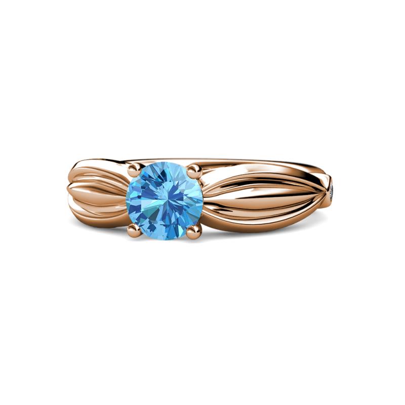 Kayla Signature Blue Topaz and Diamond Solitaire Plus Engagement Ring 