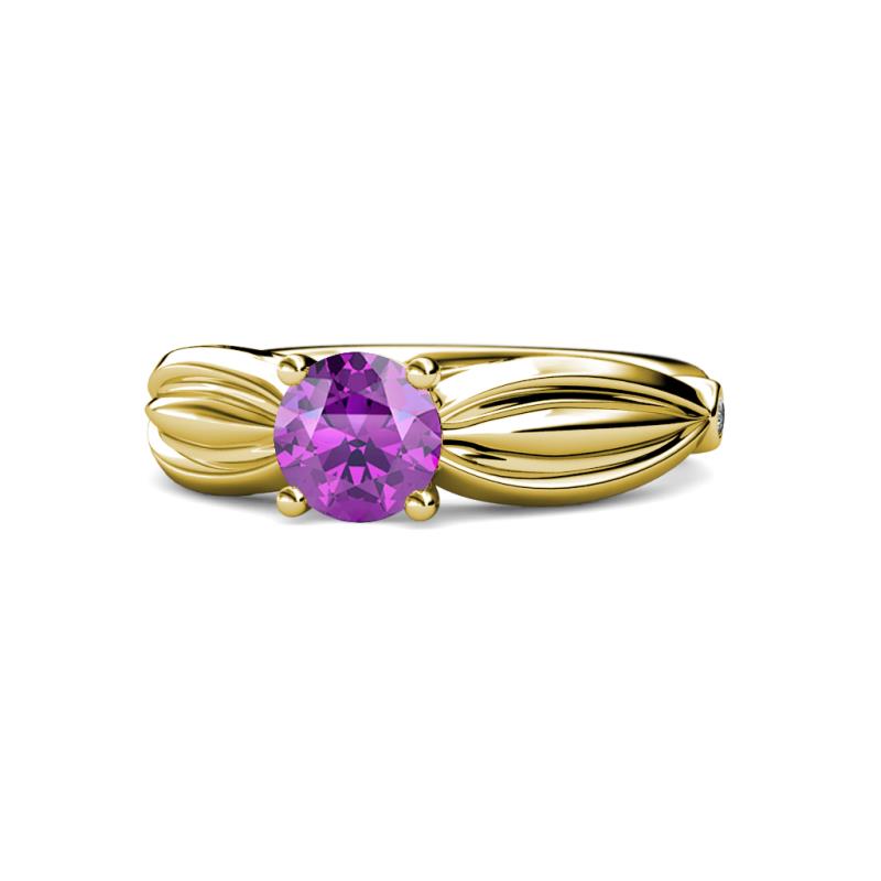 Kayla Signature Amethyst and Diamond Solitaire Plus Engagement Ring 