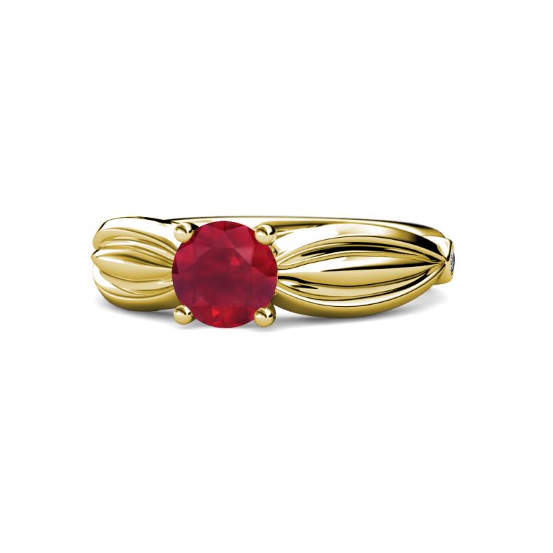 Kayla Signature Ruby and Diamond Solitaire Plus Engagement Ring 