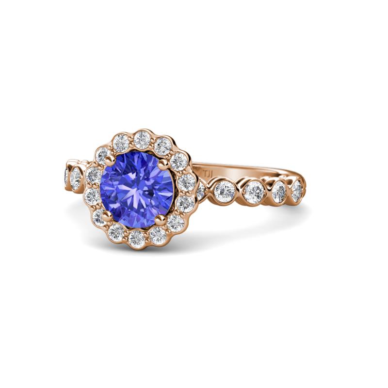 Aelan Signature Tanzanite and Diamond Floral Halo Engagement Ring 