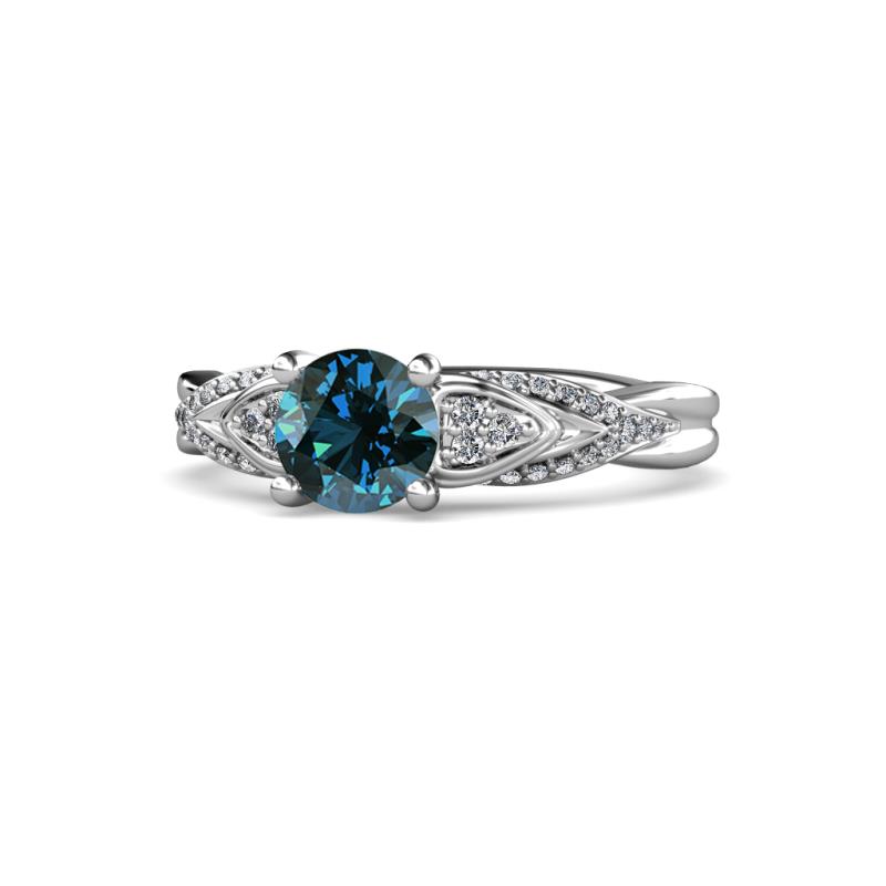 Belinda Signature Blue and White Diamond Engagement Ring 