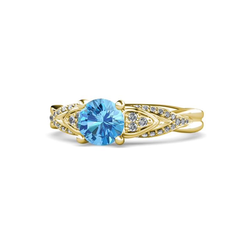 Belinda Signature Blue Topaz and Diamond Engagement Ring 