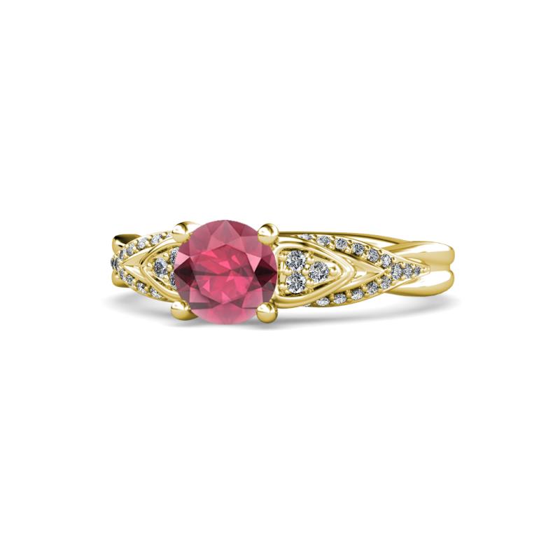 Belinda Signature Rhodolite Garnet and Diamond Engagement Ring 