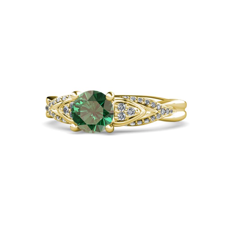Belinda Signature Diamond and Lab Created Alexandrite Engagement Ring 